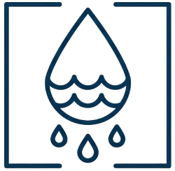 Water drop with waves icon.
